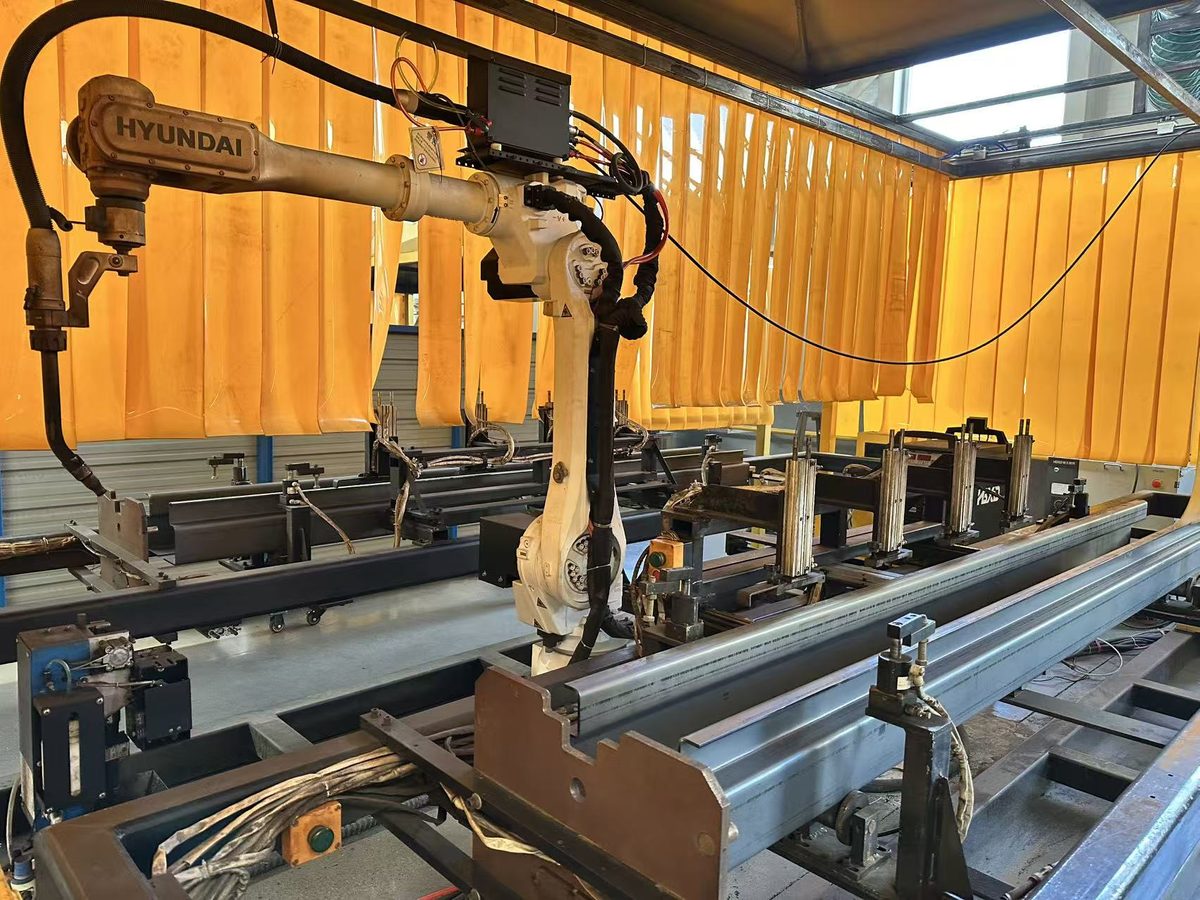 Robotic welding line for automotive equipment steel structures
