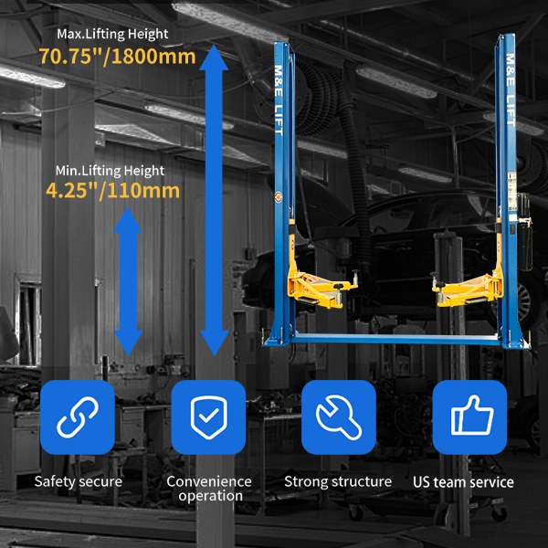 Autokato ME-H1000 10,000 lb Two-Post Vehicle Lift - Base Plate Design - Image 2
