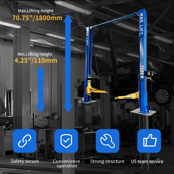 Autokato M&E 2 Post Lift 11000lbs Two Post Auto Lift Auto Truck Hoist Super Quality-ME-LM110S - Image 3