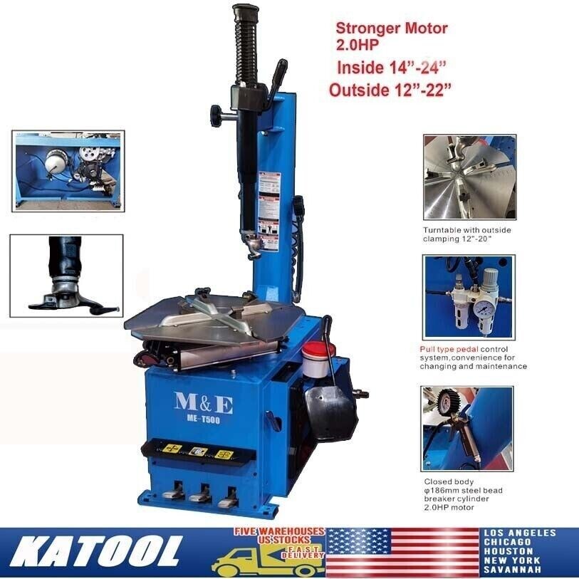 M&E ME-T500 Swing Arm Tire Changer Machine | 12 in–24 in Rim Capacity Tire Changer